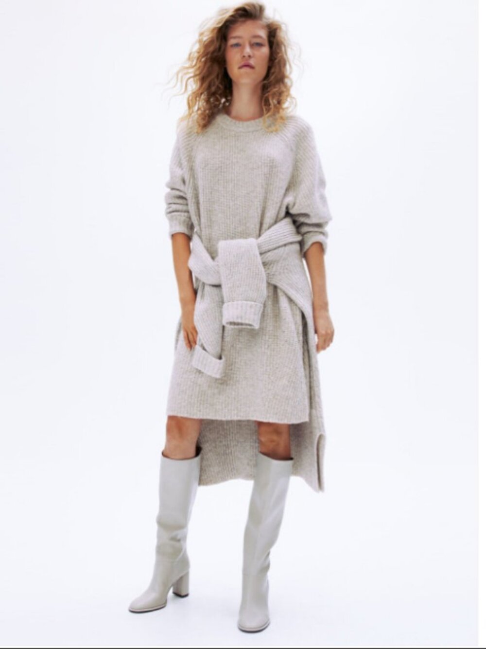 H&M Women’s Oversized Chunky Knit Sweater Dress Beige Size Small